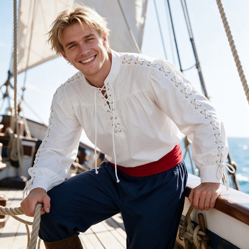 Chemise à lacets de style pira - Medieval Gothic Lace Up Pirate Shirt avis et prix
