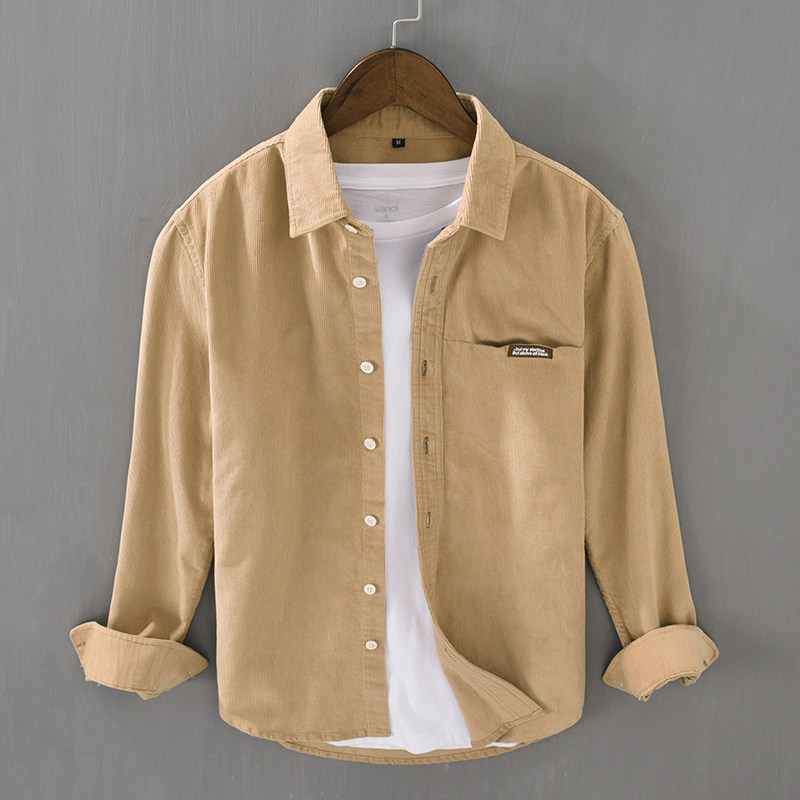 Chemise en velours côtelé à ma - Corduroy Button Up Shirt Men avis et prix